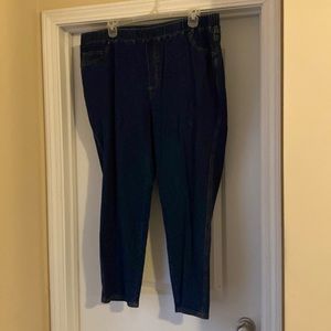 Plus size jeans. Catherine’s straight leg dark jeans with Elastic waste